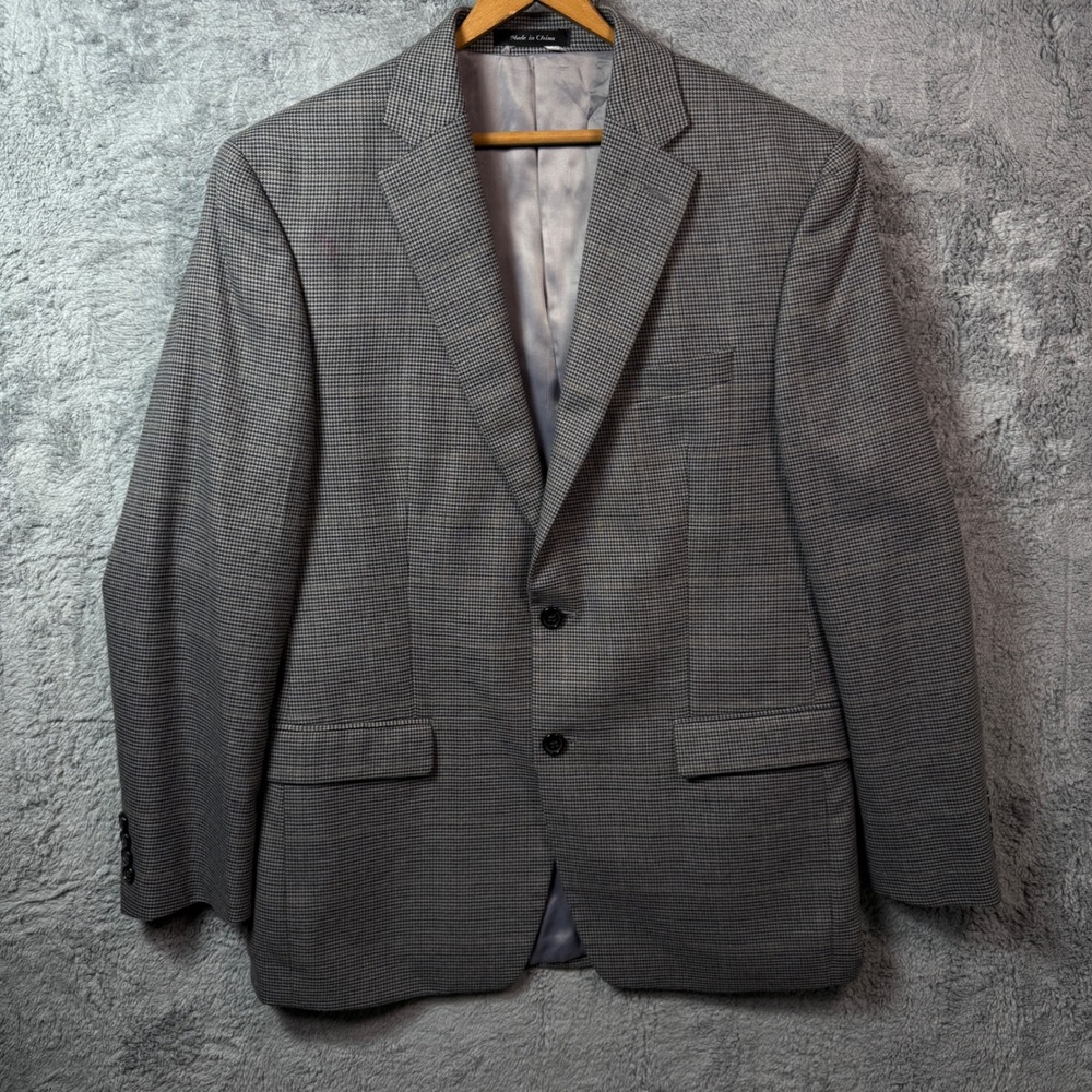 Lauren Ralph Lauren Mens Grey Houndstooth Two Button Blazer Sport Coat Jacket
